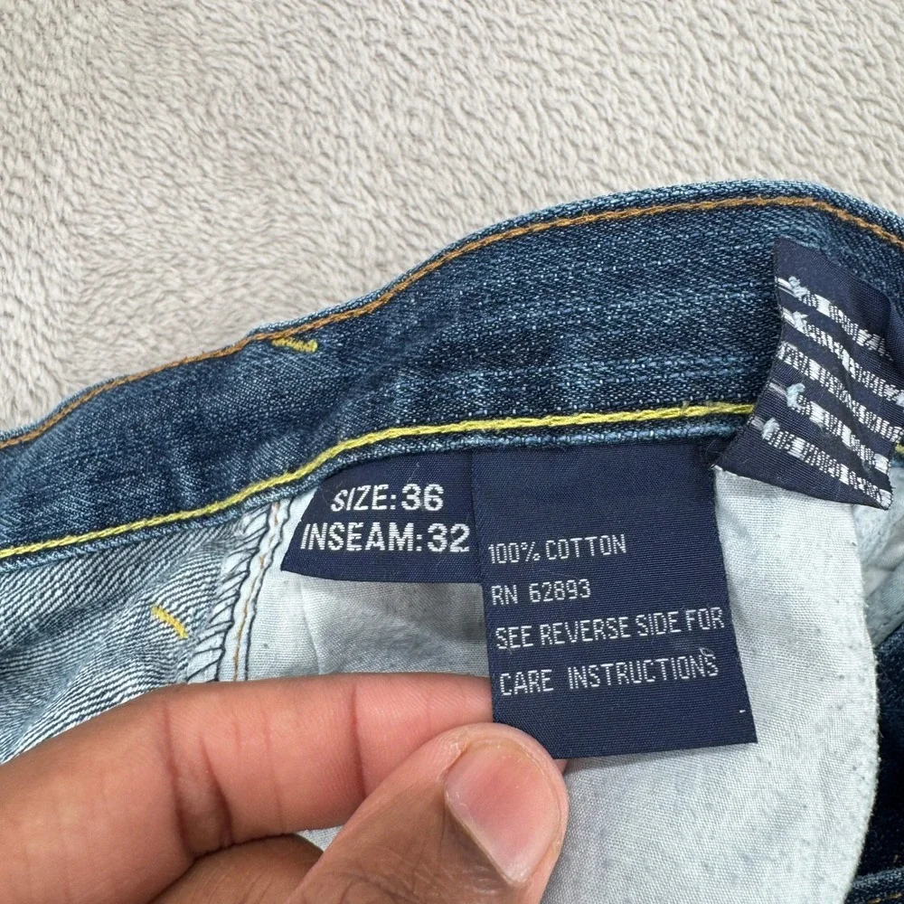 Vintage Y2K Stone Touch Jeans Mens 36x32 Preowned Blue Denim Raw Hem‎ Streetwear
